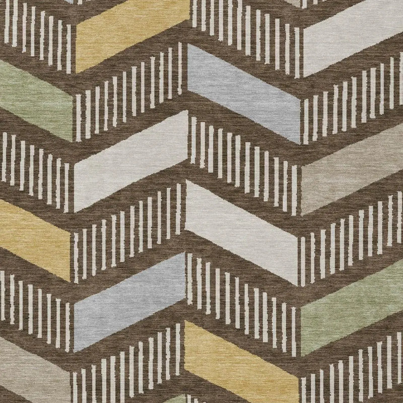 10' X 14' Chocolate And Brown Geometric Washable Indoor Outdoor Area Rug Homeroots Outdoor