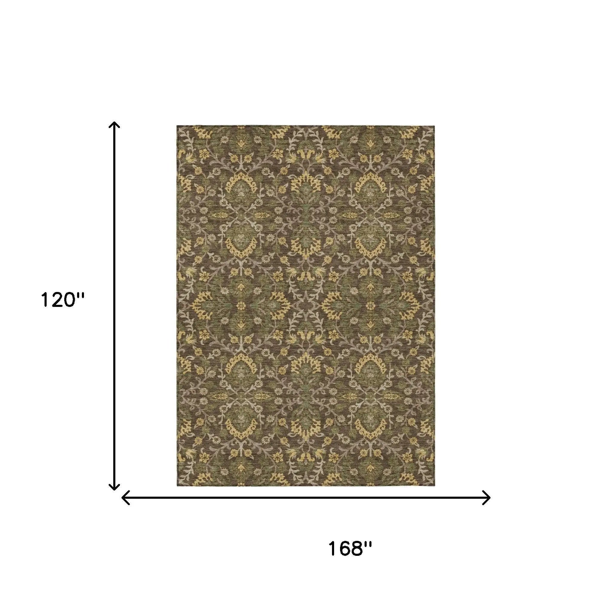 10' X 14' Chocolate And Brown Geometric Washable Indoor Outdoor Area Rug Homeroots Outdoor