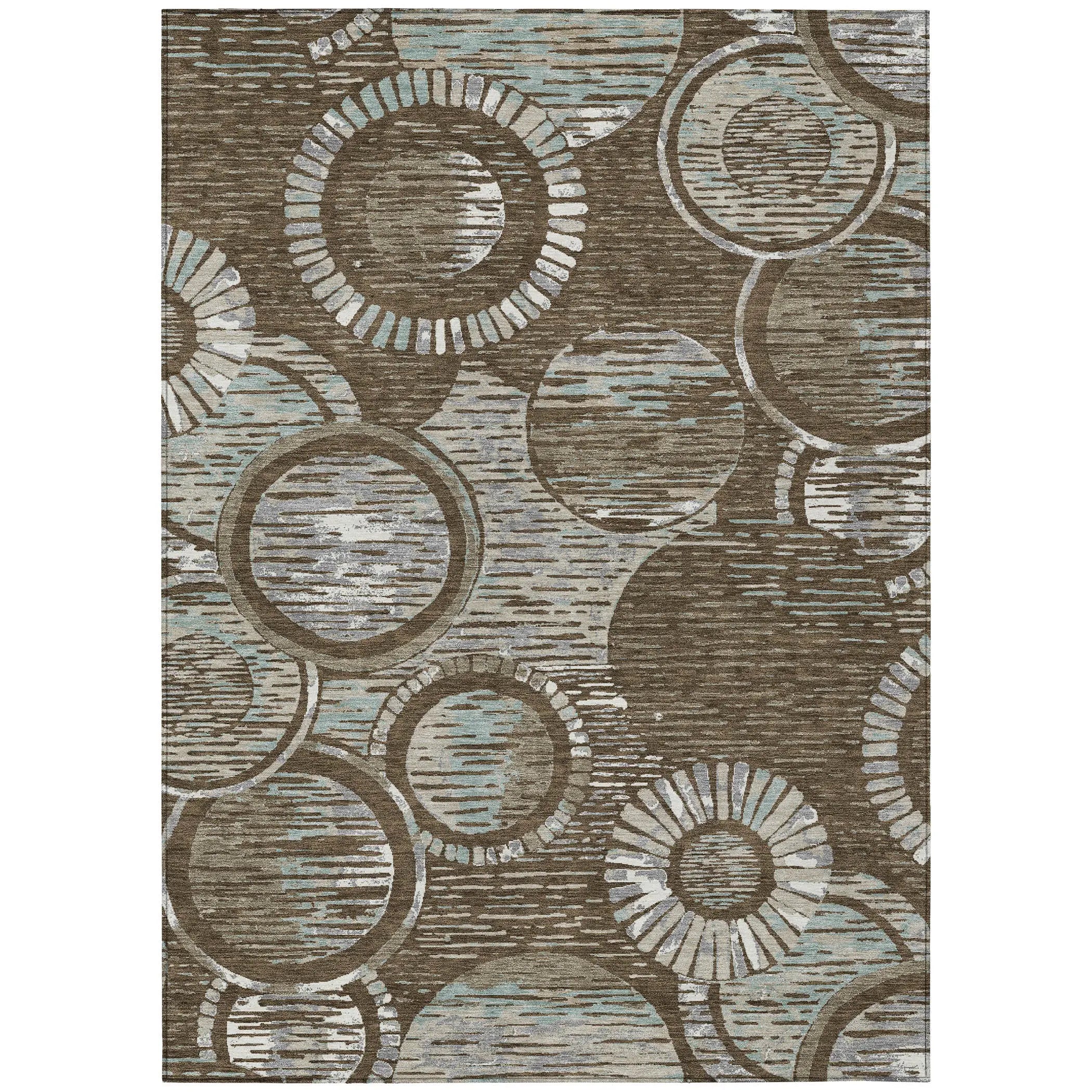 10' X 14' Chocolate And Brown Geometric Washable Indoor Outdoor Area Rug Homeroots Outdoor