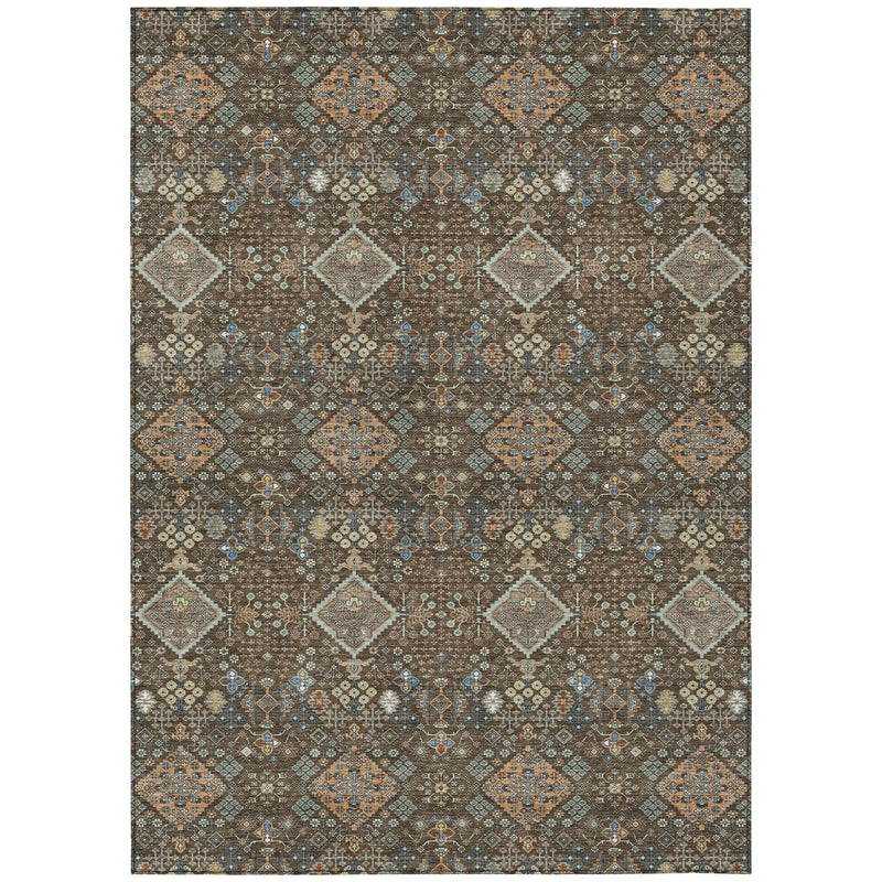 10' X 14' Chocolate And Brown Geometric Washable Indoor Outdoor Area Rug Homeroots Outdoor