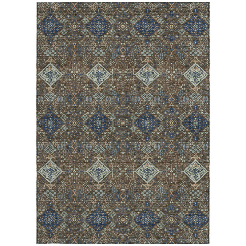 10' X 14' Chocolate And Brown Geometric Washable Indoor Outdoor Area Rug Homeroots Outdoor