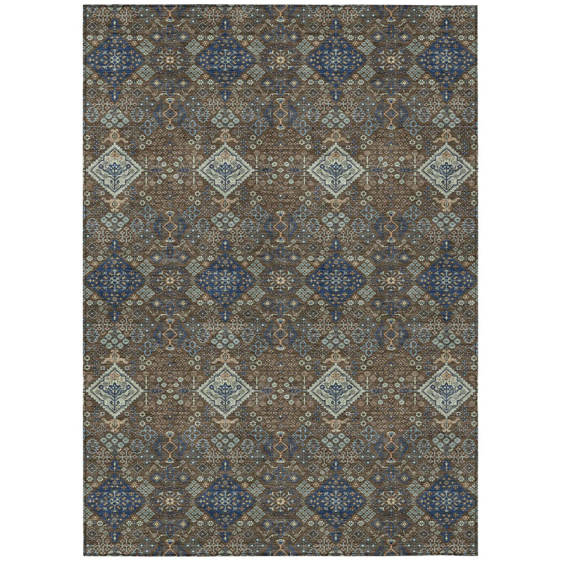 10' X 14' Chocolate And Brown Geometric Washable Indoor Outdoor Area Rug Homeroots Outdoor
