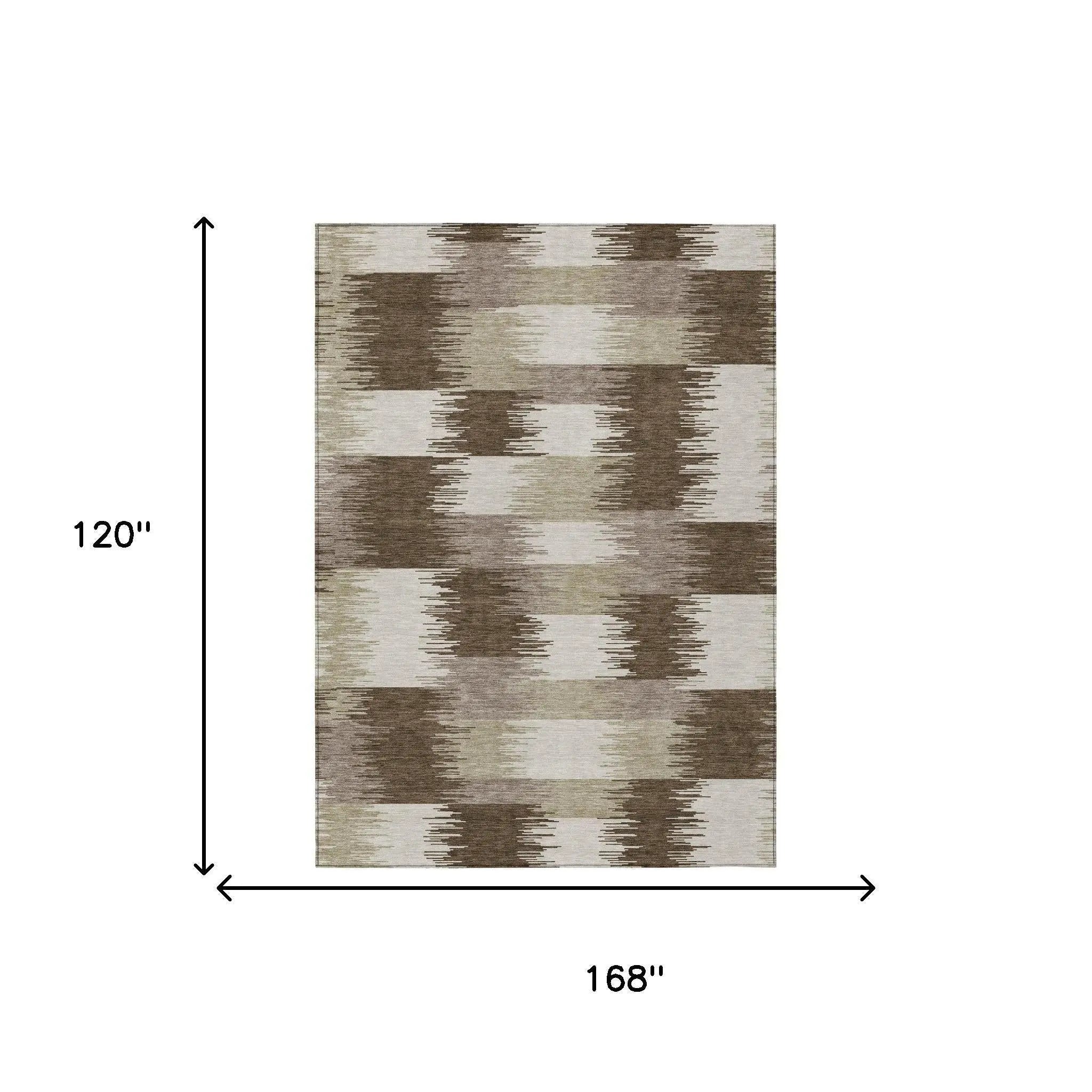 10' X 14' Chocolate And Brown Geometric Washable Indoor Outdoor Area Rug Homeroots Outdoor