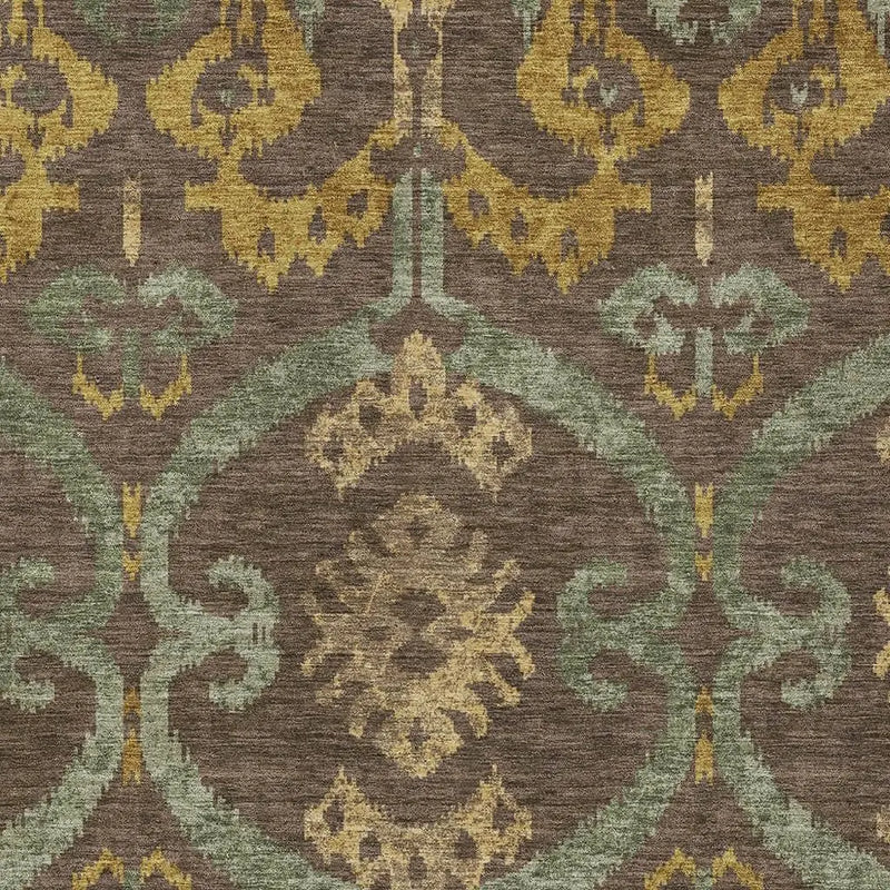 10' X 14' Chocolate And Brown Ikat Washable Indoor Outdoor Area Rug Homeroots Outdoor