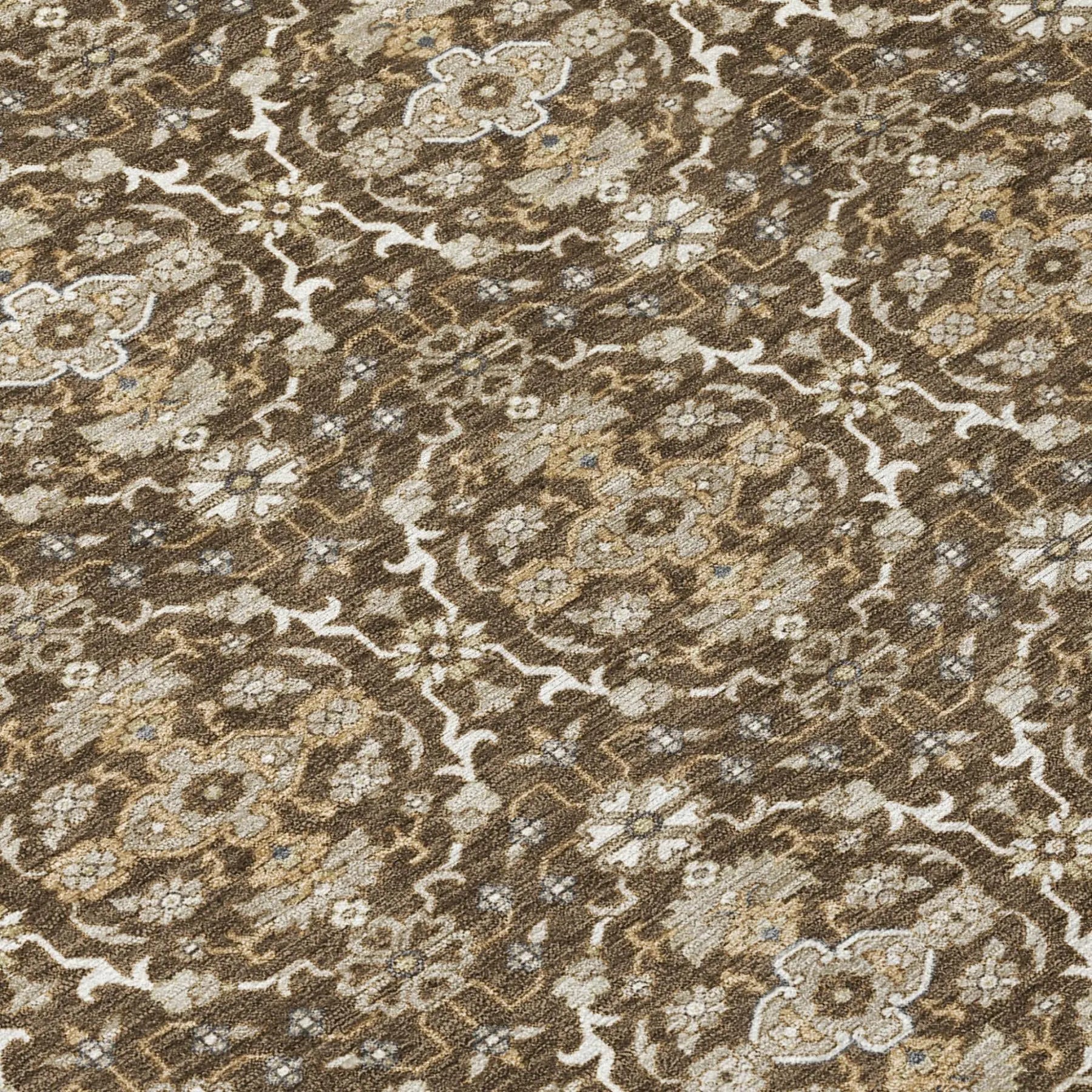 10' X 14' Chocolate And Brown Oriental Washable Indoor Outdoor Area Rug Homeroots Outdoor