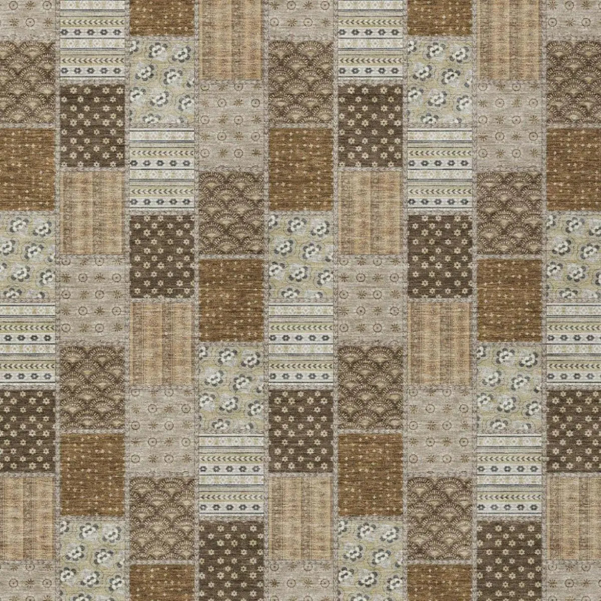 10' X 14' Chocolate And Brown Patchwork Washable Indoor Outdoor Area Rug Homeroots Outdoor