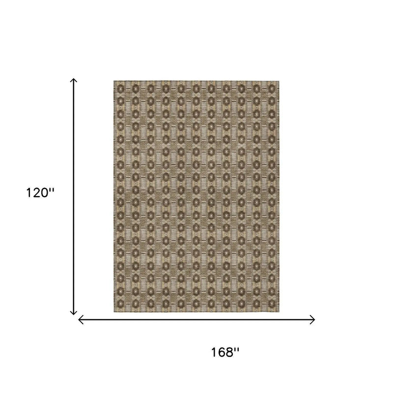 10' X 14' Chocolate And Brown Striped Washable Indoor Outdoor Area Rug Homeroots Outdoor
