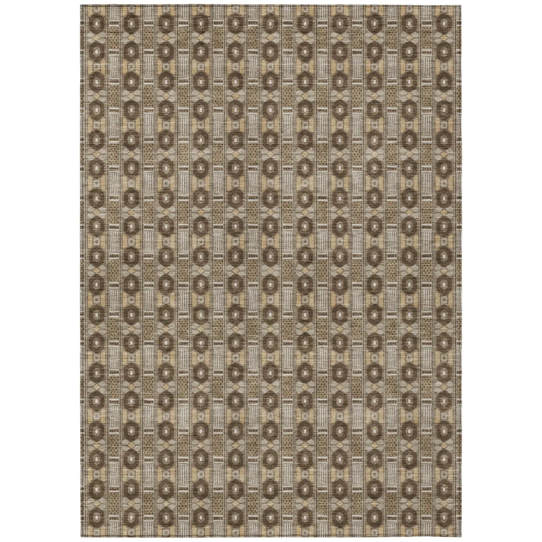 10' X 14' Chocolate And Brown Striped Washable Indoor Outdoor Area Rug Homeroots Outdoor