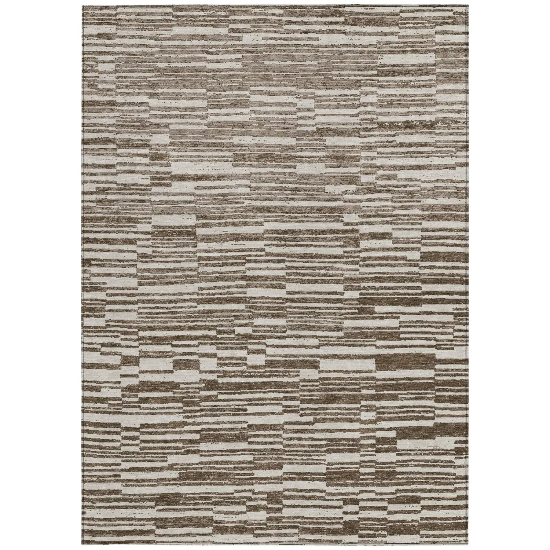 10' X 14' Chocolate And Brown Striped Washable Indoor Outdoor Area Rug Homeroots Outdoor