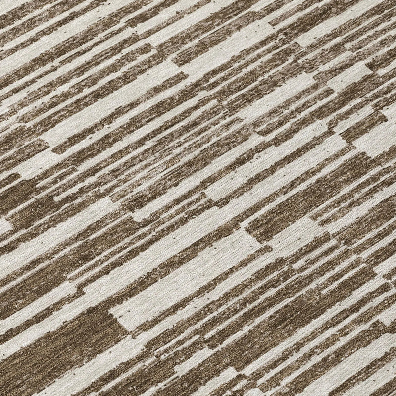 10' X 14' Chocolate And Brown Striped Washable Indoor Outdoor Area Rug Homeroots Outdoor