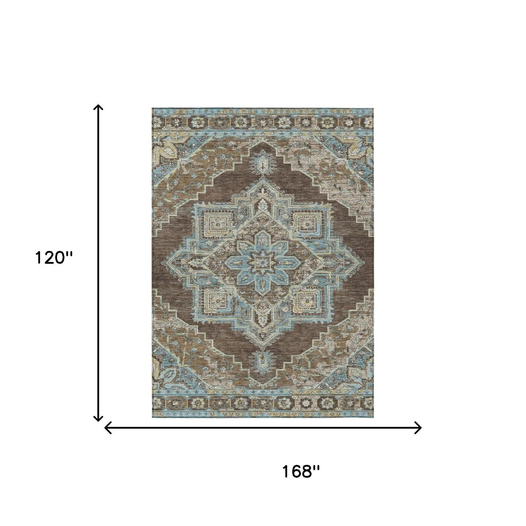 10' X 14' Chocolate And Coffee Oriental Washable Indoor Outdoor Area Rug Homeroots Outdoor