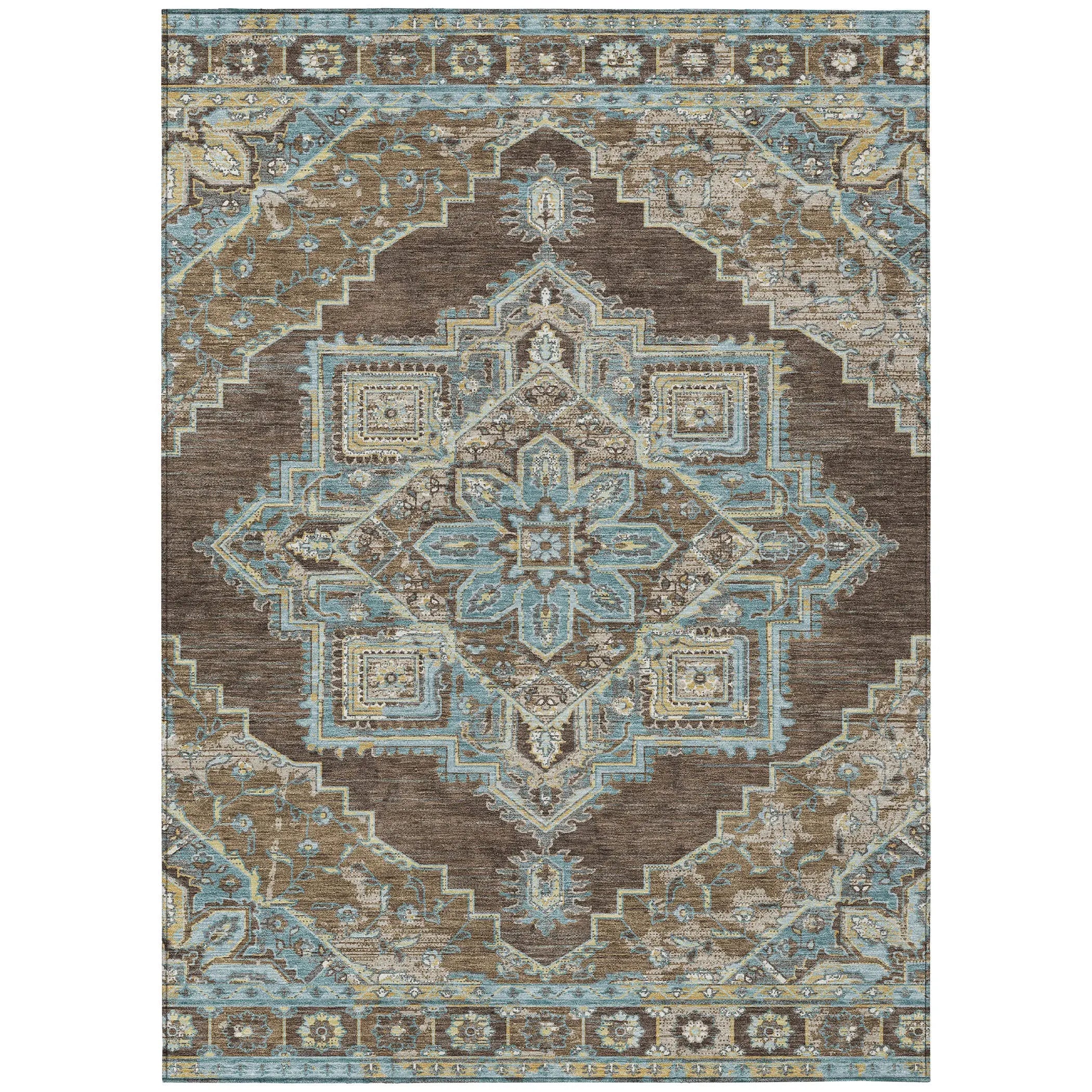 10' X 14' Chocolate And Coffee Oriental Washable Indoor Outdoor Area Rug Homeroots Outdoor