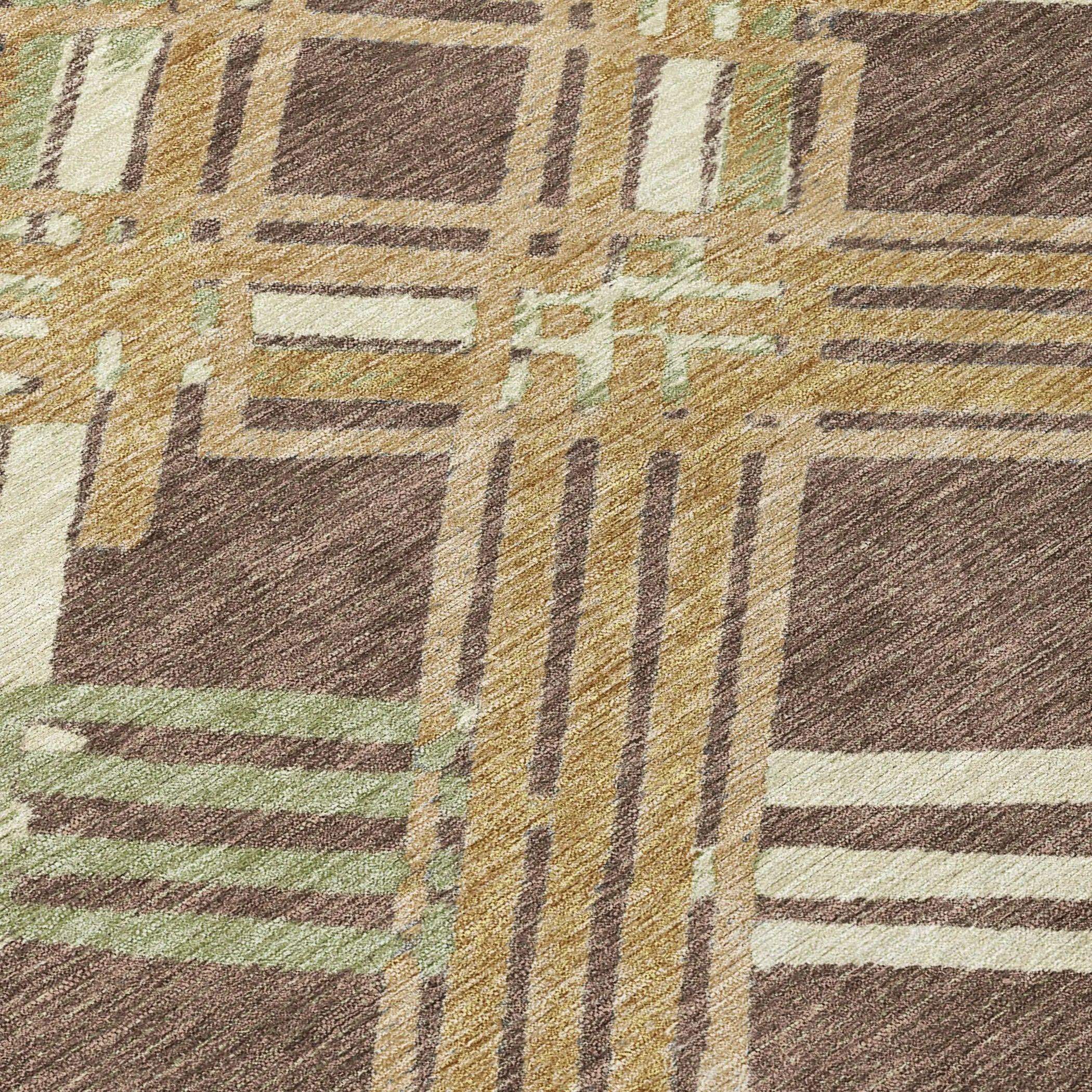 10' X 14' Chocolate And Gold Geometric Washable Indoor Outdoor Area Rug Homeroots Outdoor