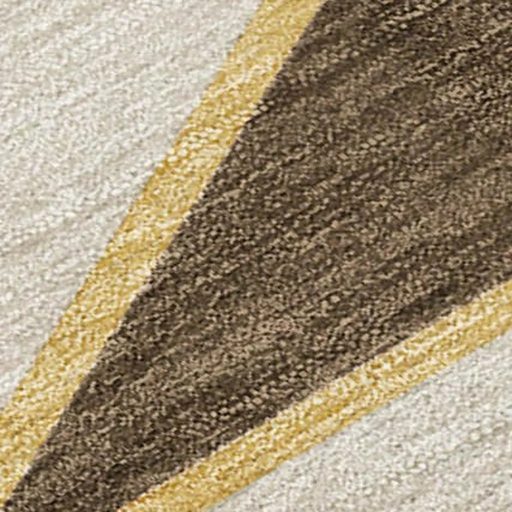 10' X 14' Chocolate And Gold Geometric Washable Indoor Outdoor Area Rug Homeroots Outdoor