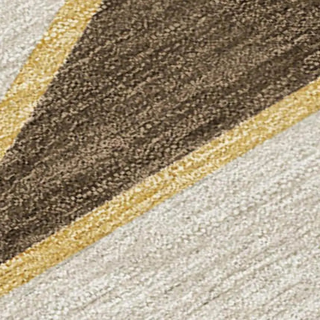 10' X 14' Chocolate And Gold Geometric Washable Indoor Outdoor Area Rug Homeroots Outdoor
