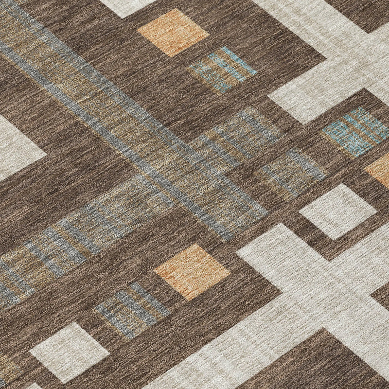 10' X 14' Chocolate And Graphite Geometric Washable Indoor Outdoor Area Rug Homeroots Outdoor