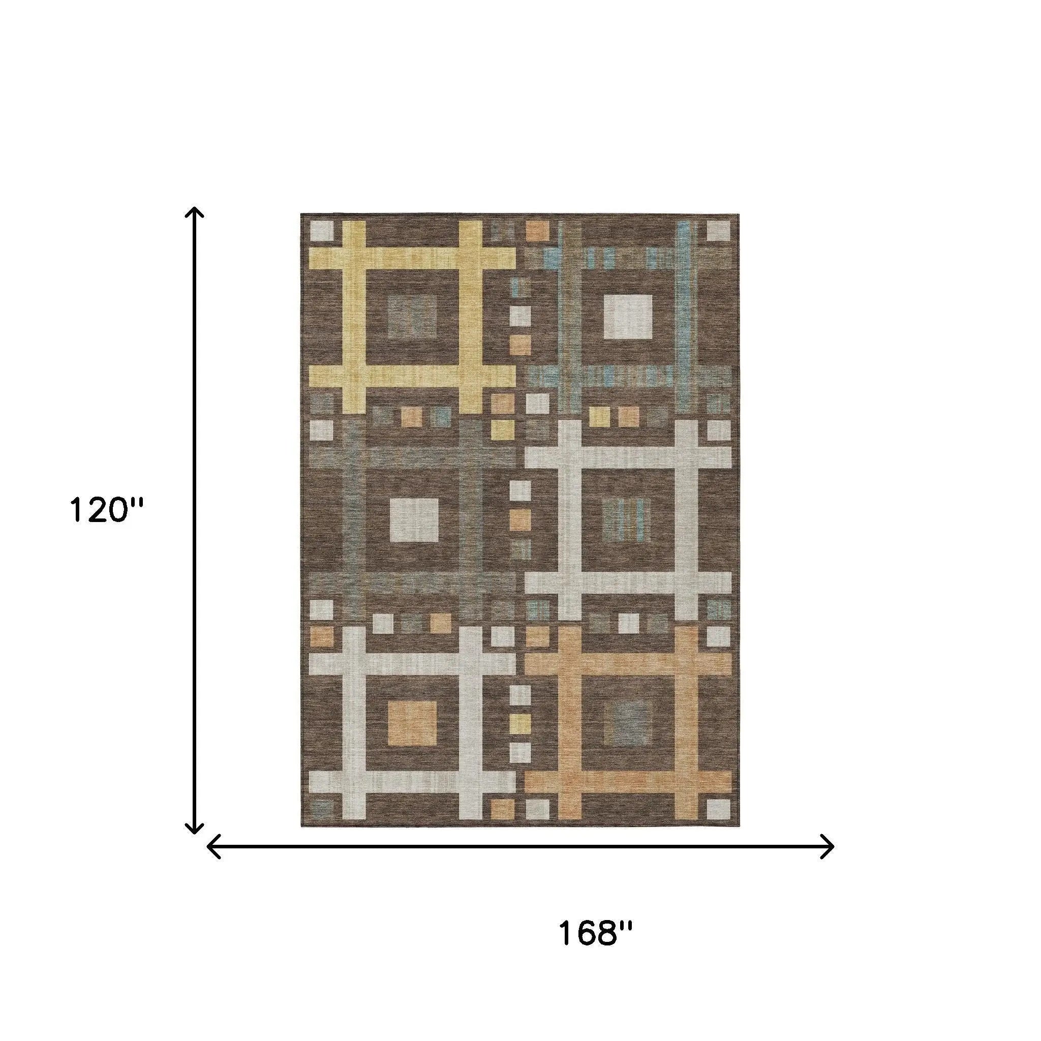 10' X 14' Chocolate And Graphite Geometric Washable Indoor Outdoor Area Rug Homeroots Outdoor