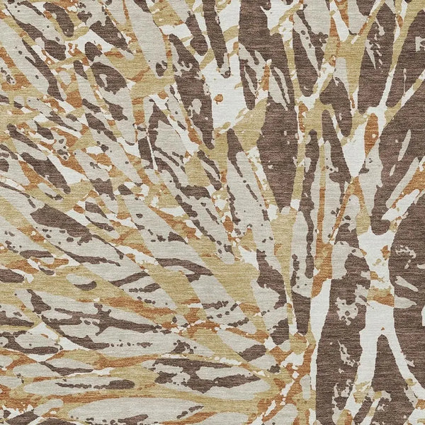 10' X 14' Chocolate And Ivory Abstract Washable Indoor Outdoor Area Rug Homeroots Outdoor