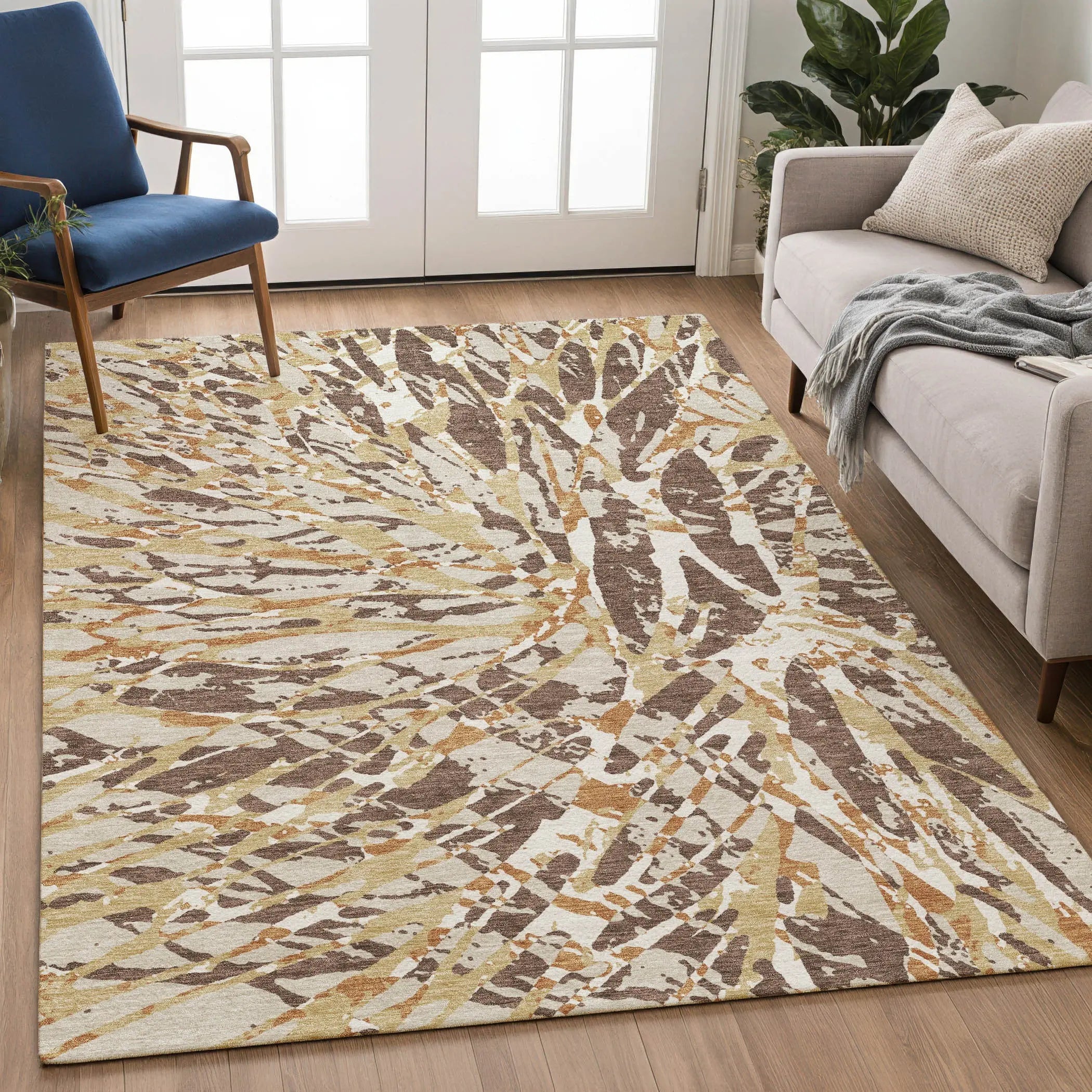 10' X 14' Chocolate And Ivory Abstract Washable Indoor Outdoor Area Rug Homeroots Outdoor