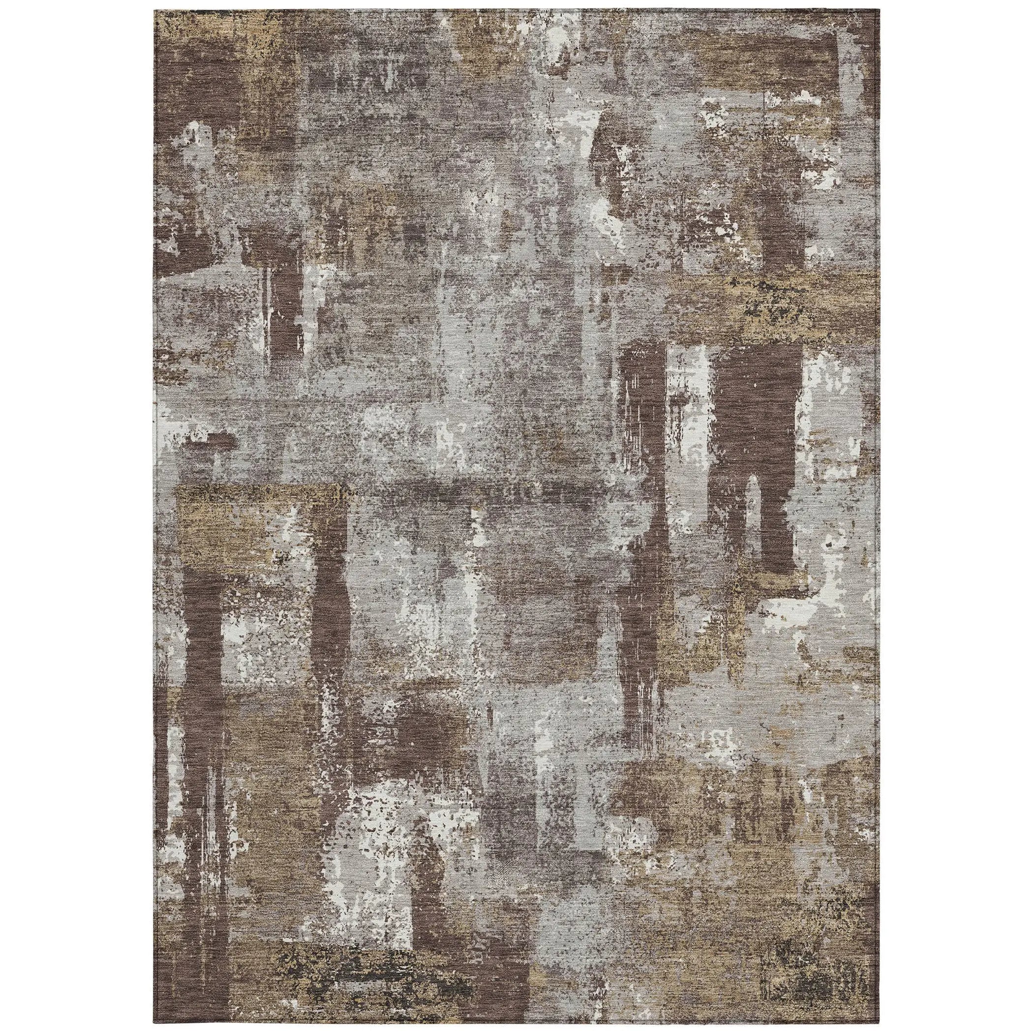 10' X 14' Chocolate And Ivory Abstract Washable Indoor Outdoor Area Rug Homeroots Outdoor