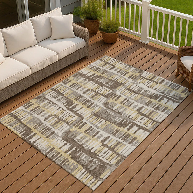 10' X 14' Chocolate And Ivory Abstract Washable Indoor Outdoor Area Rug Homeroots Outdoor