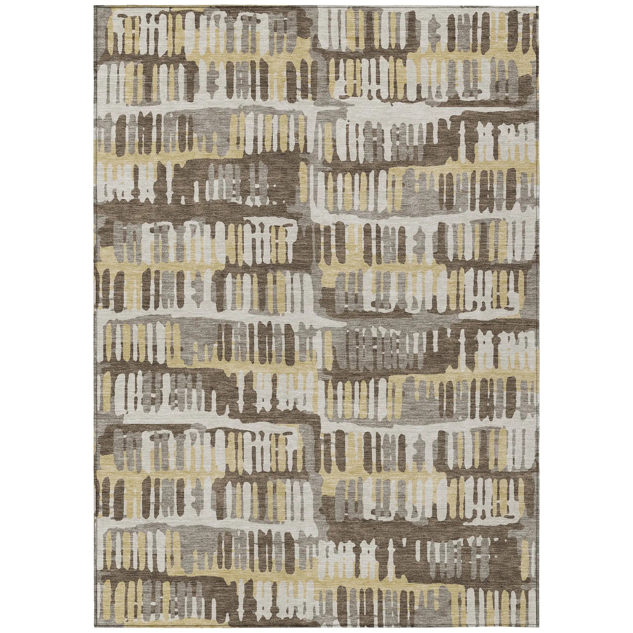 10' X 14' Chocolate And Ivory Abstract Washable Indoor Outdoor Area Rug Homeroots Outdoor