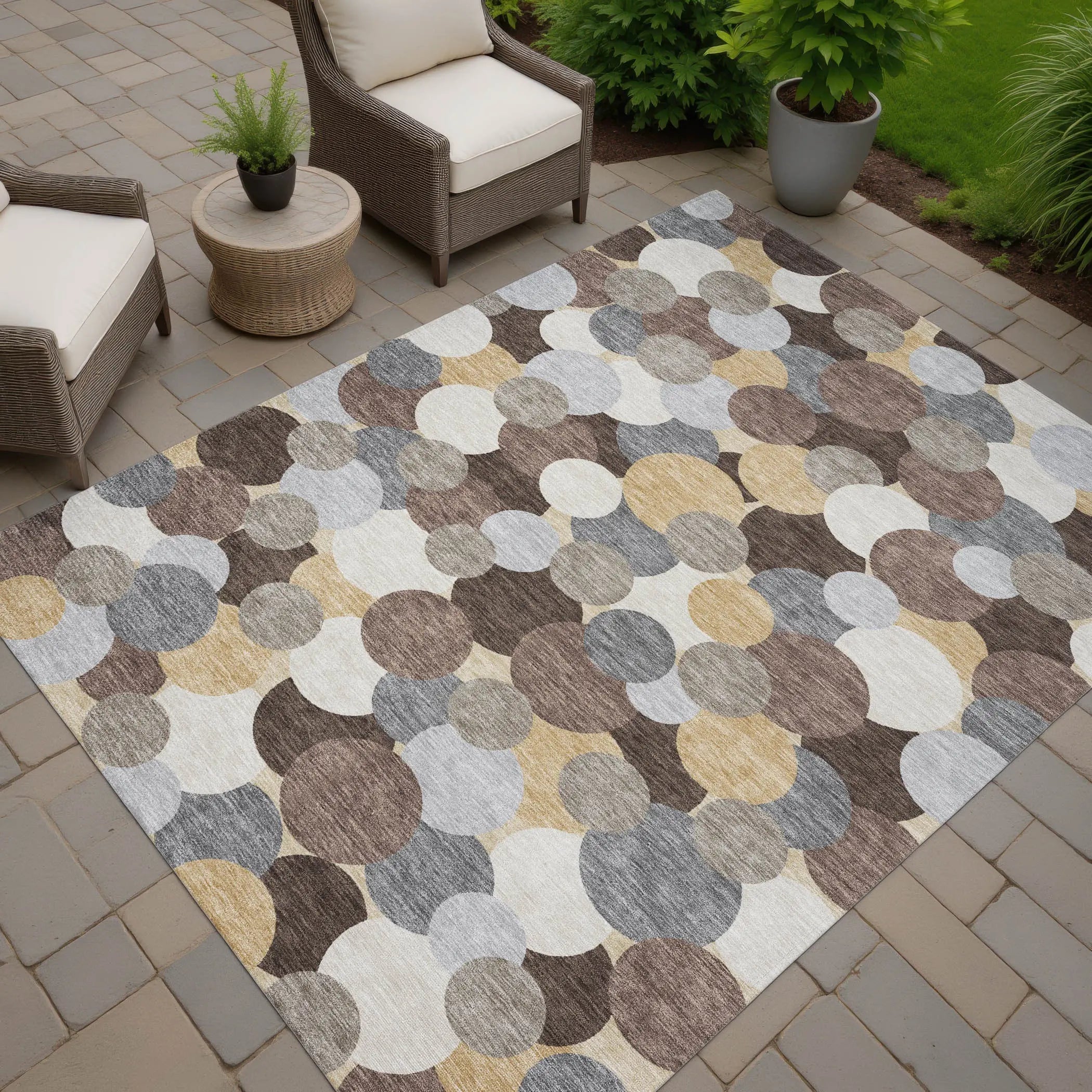 10' X 14' Chocolate And Ivory Geometric Washable Indoor Outdoor Area Rug Homeroots Outdoor