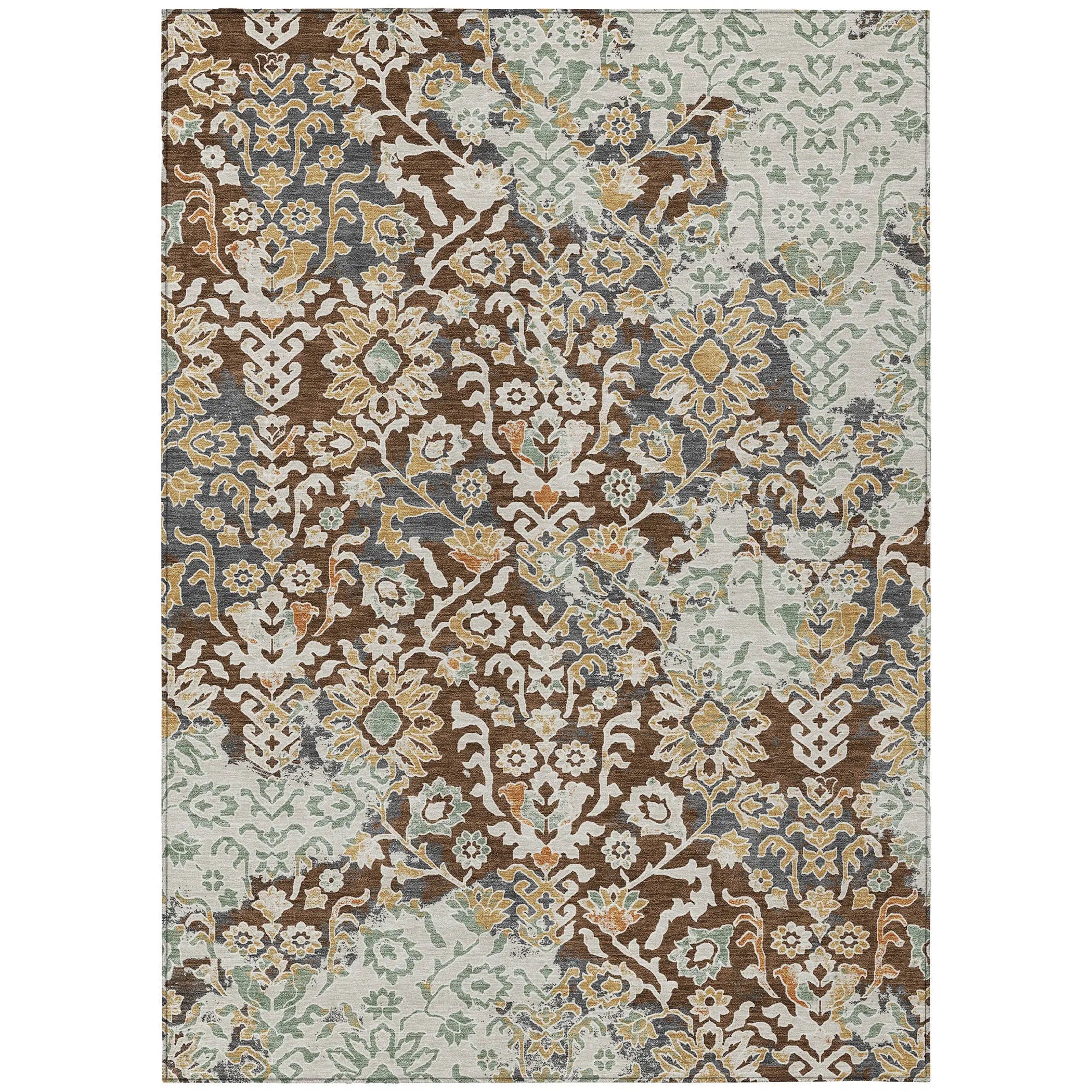 10' X 14' Chocolate And Ivory Geometric Washable Indoor Outdoor Area Rug Homeroots Outdoor