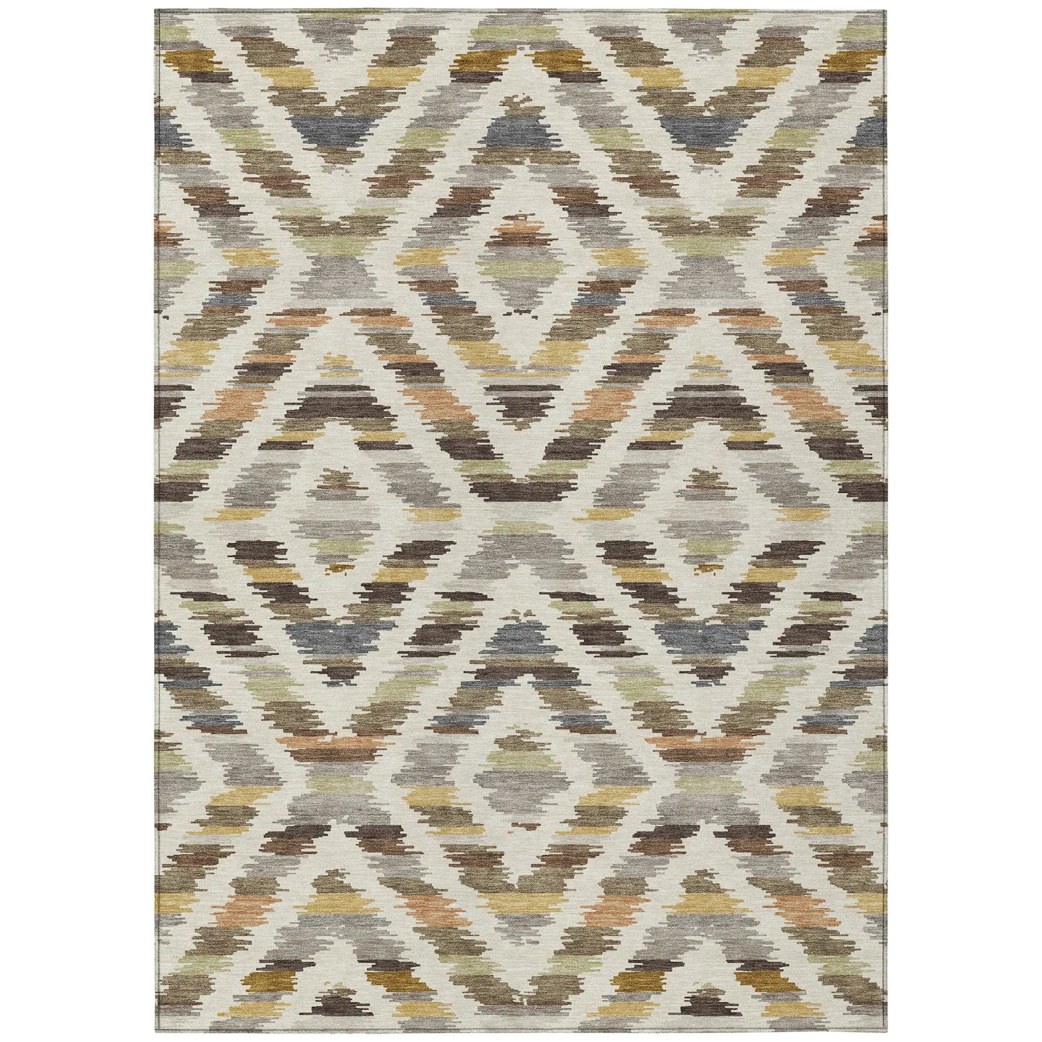 10' X 14' Chocolate And Ivory Tribal Washable Indoor Outdoor Area Rug Homeroots Outdoor