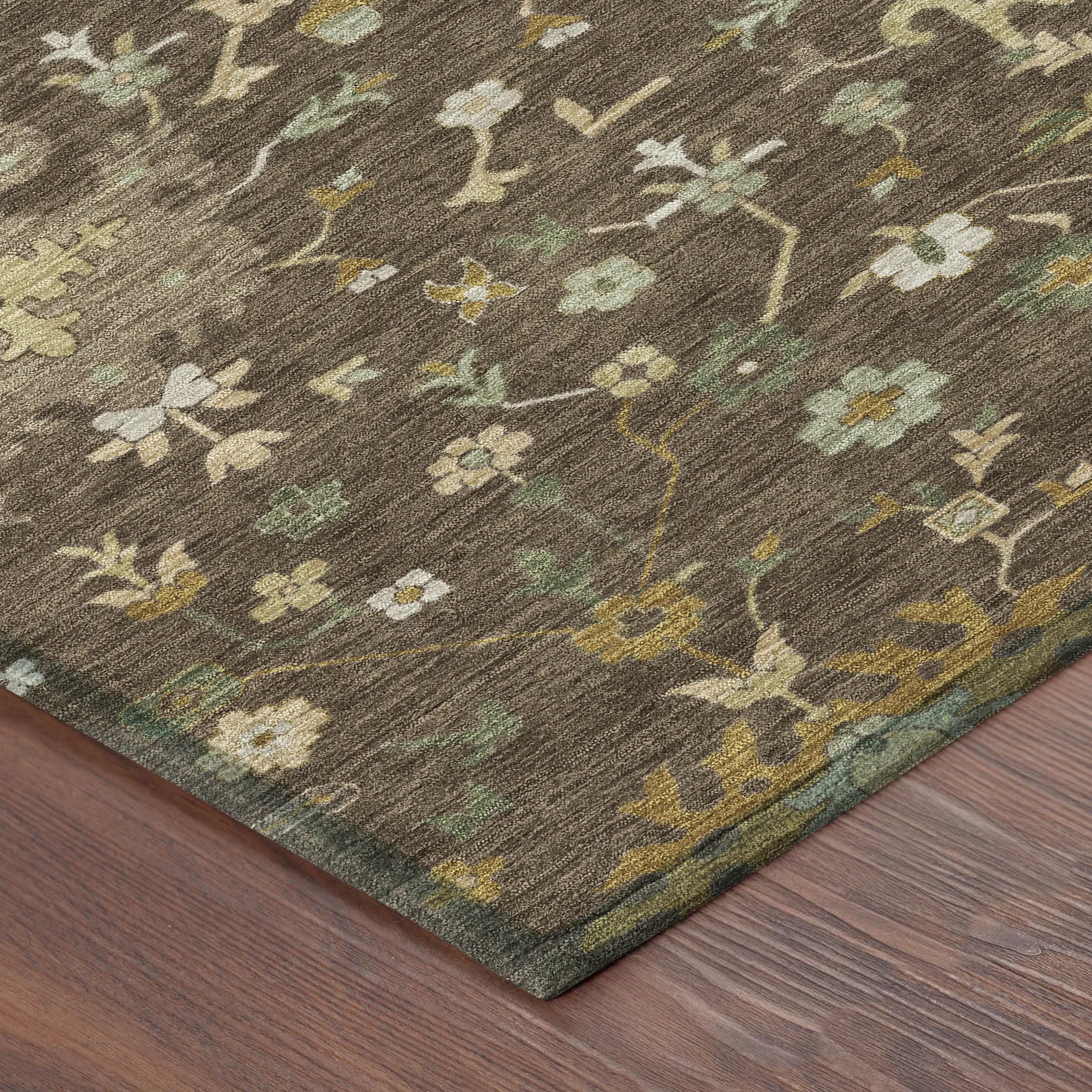 10' X 14' Chocolate And Olive Green Faux Bois Washable Indoor Outdoor Area Rug Homeroots Outdoor