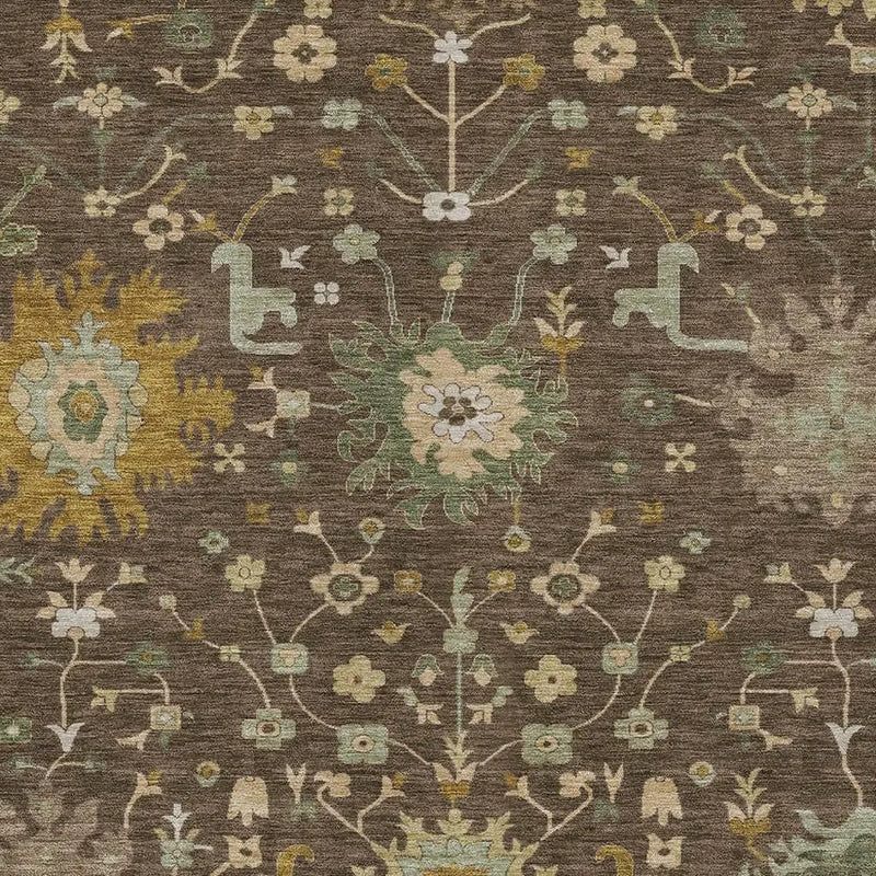 10' X 14' Chocolate And Olive Green Faux Bois Washable Indoor Outdoor Area Rug Homeroots Outdoor