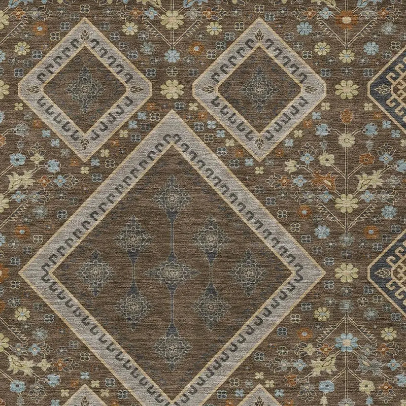 10' X 14' Chocolate And Orange Medallion Washable Indoor Outdoor Area Rug Homeroots Outdoor