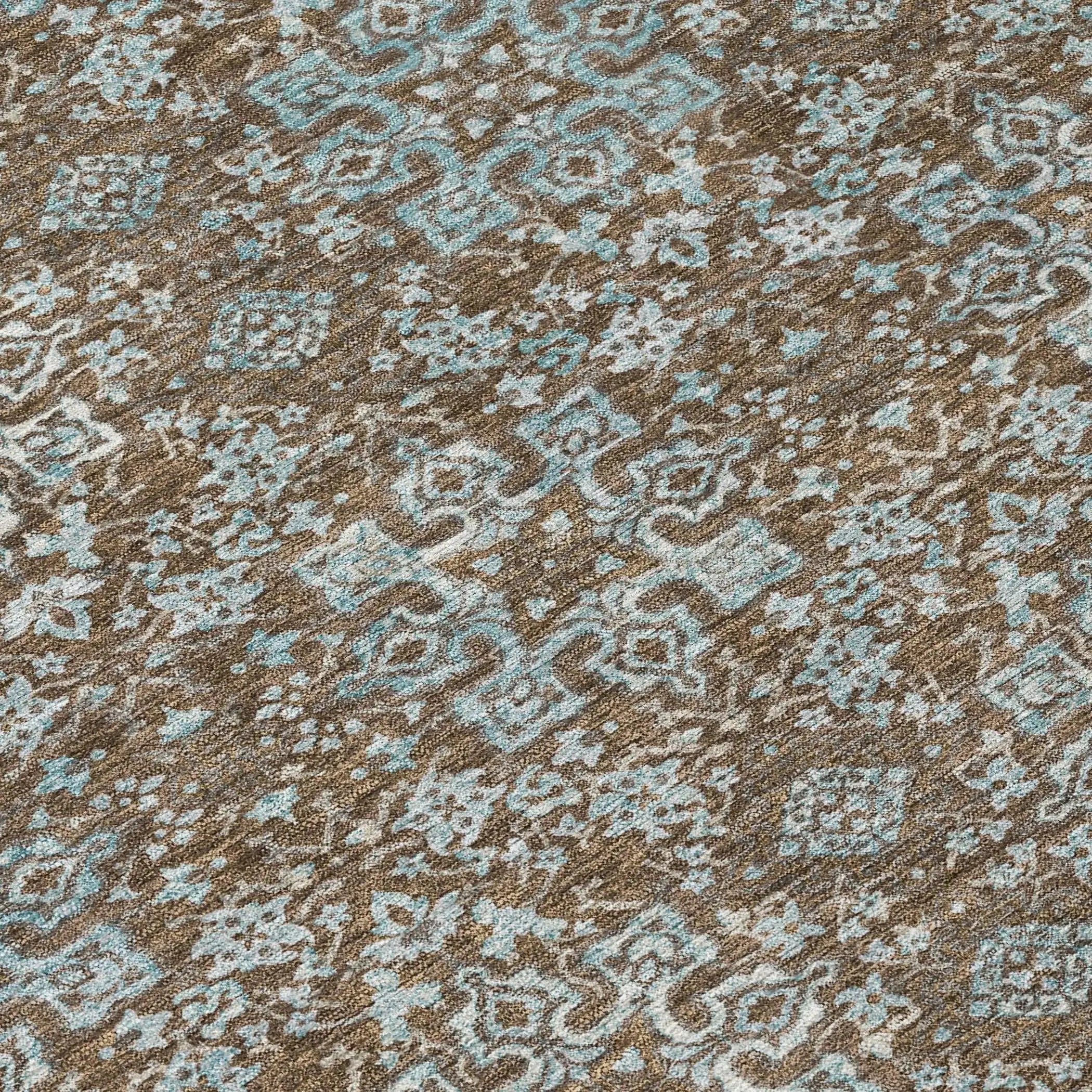 10' X 14' Chocolate And Pearl Oriental Washable Indoor Outdoor Area Rug Homeroots Outdoor