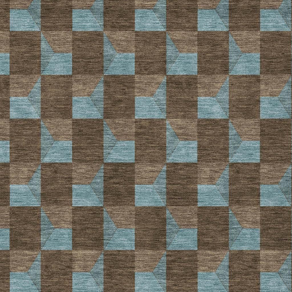 10' X 14' Chocolate And Silver Geometric Washable Indoor Outdoor Area Rug Homeroots Outdoor