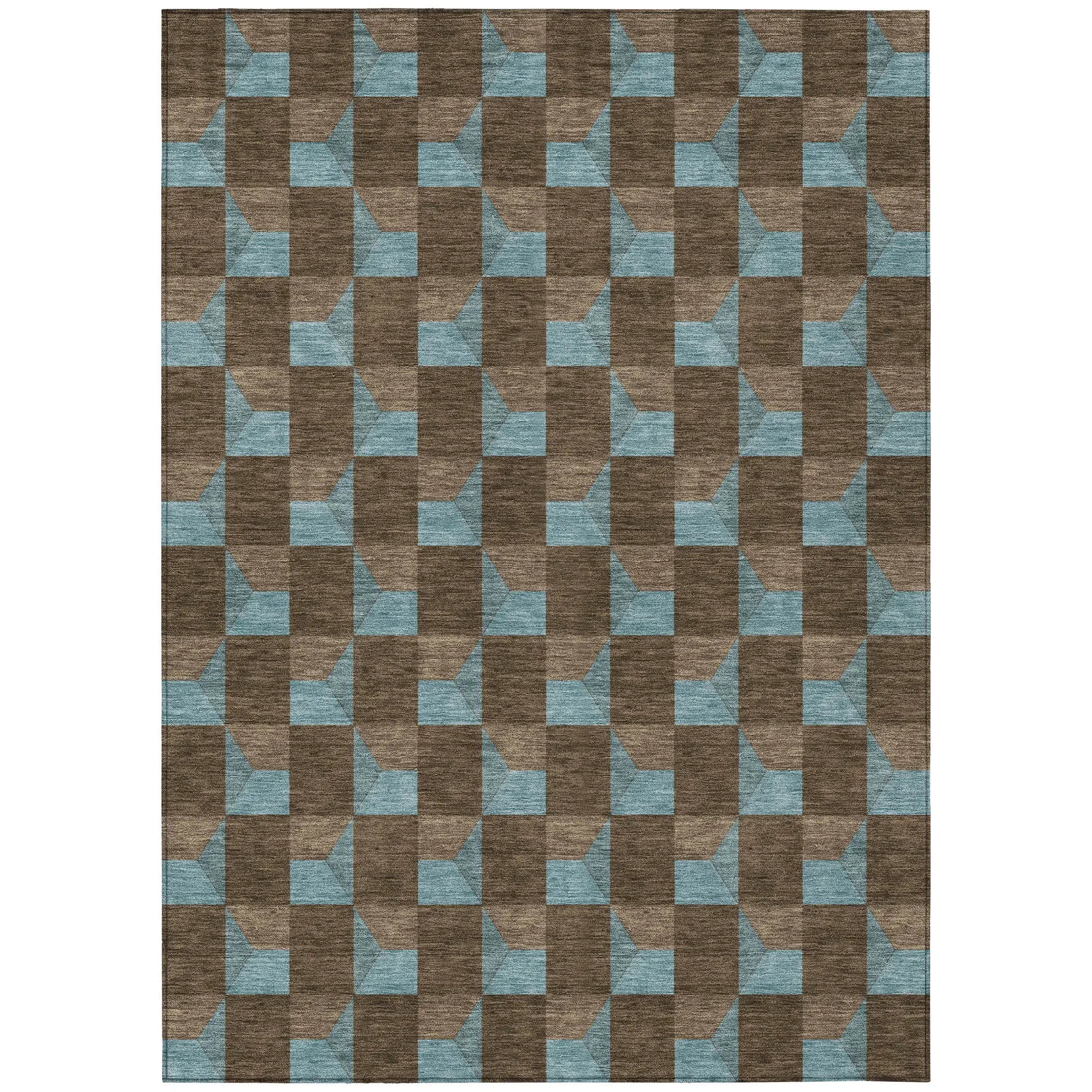 10' X 14' Chocolate And Silver Geometric Washable Indoor Outdoor Area Rug Homeroots Outdoor
