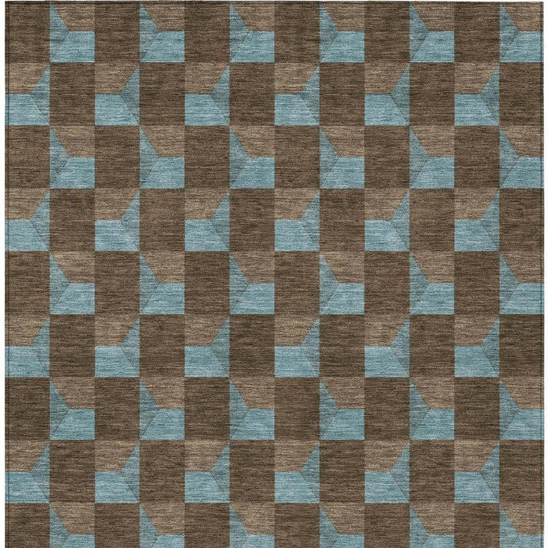 10' X 14' Chocolate And Silver Geometric Washable Indoor Outdoor Area Rug Homeroots Outdoor