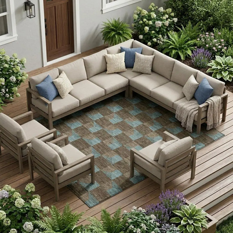 10' X 14' Chocolate And Silver Geometric Washable Indoor Outdoor Area Rug Homeroots Outdoor