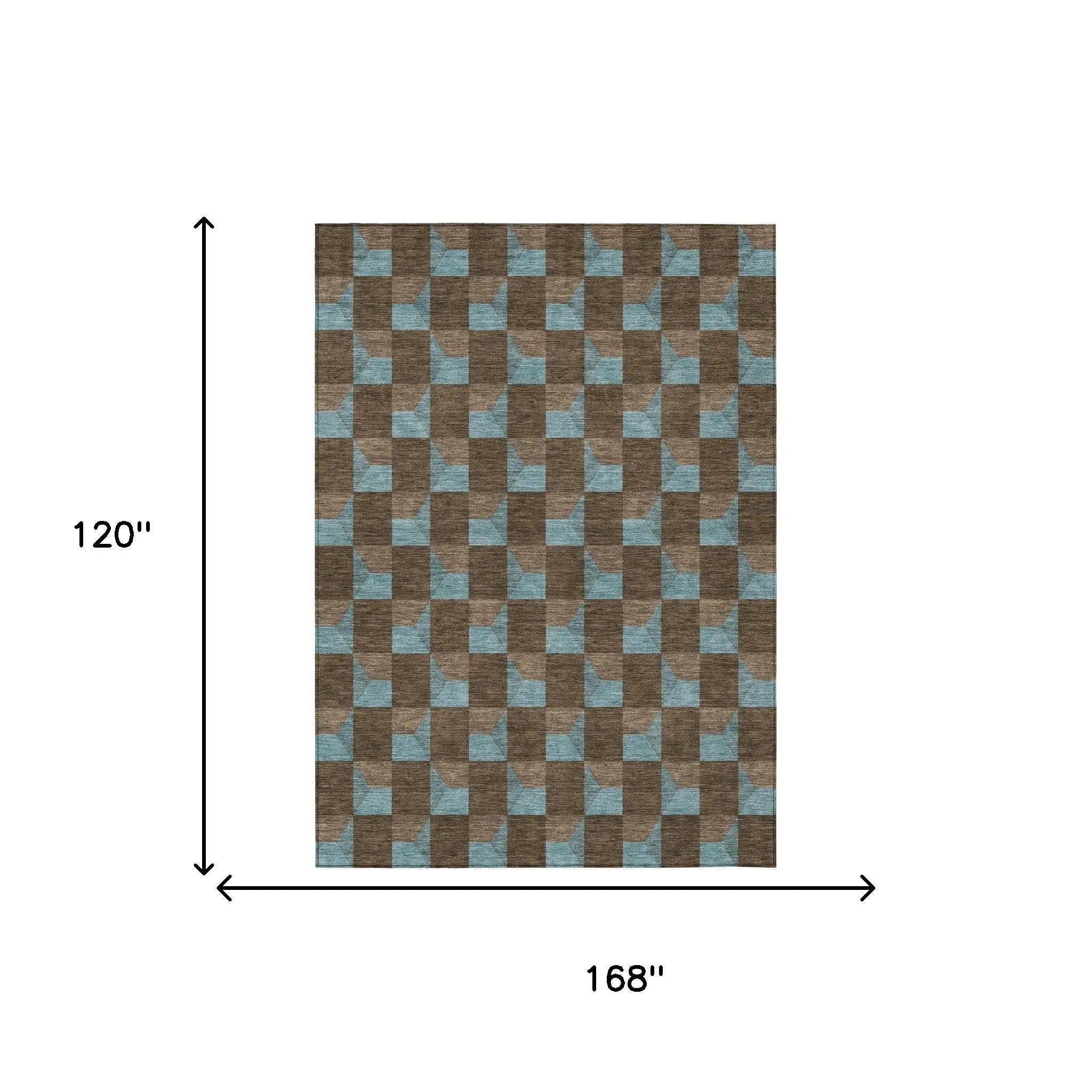 10' X 14' Chocolate And Silver Geometric Washable Indoor Outdoor Area Rug Homeroots Outdoor