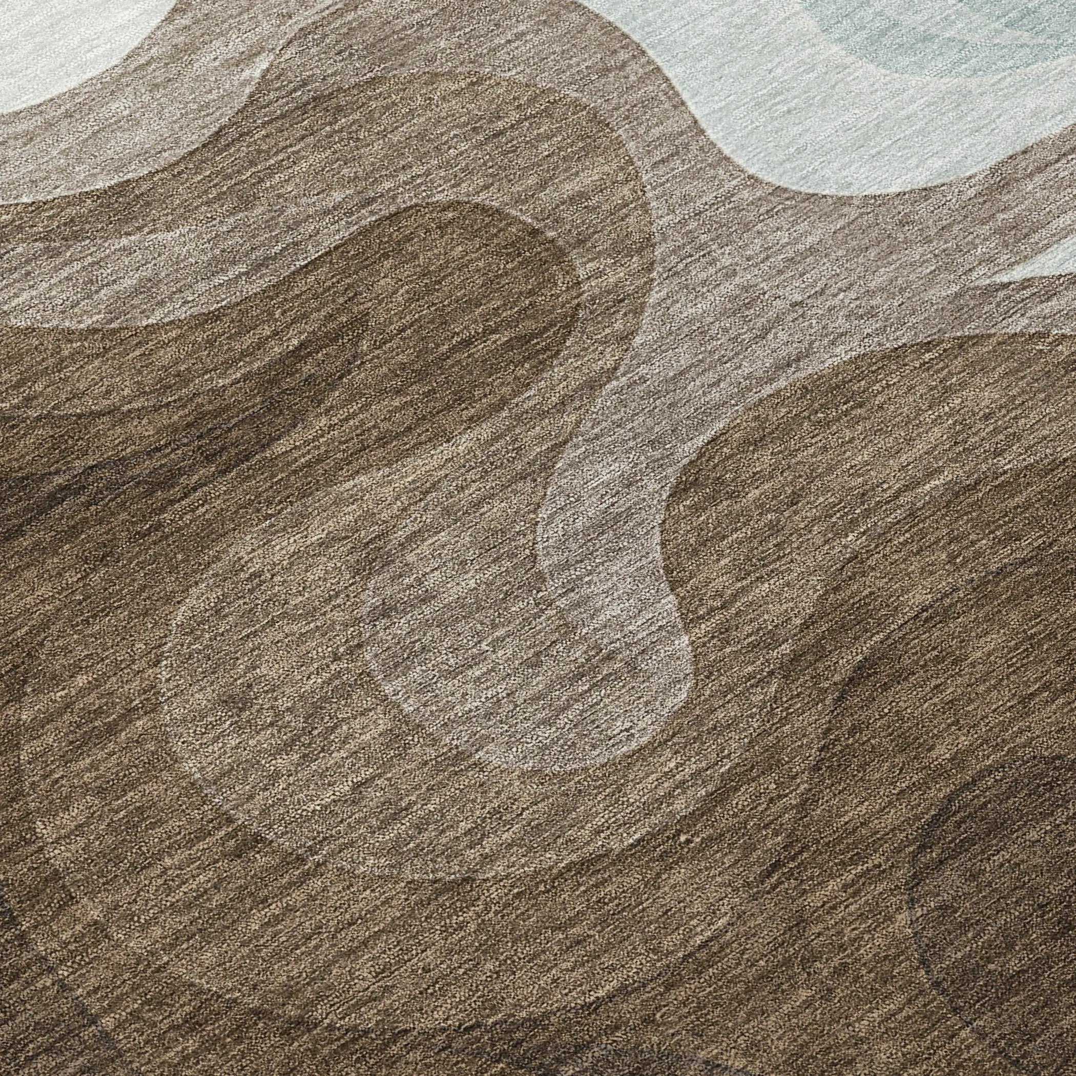 10' X 14' Chocolate And Sky Blue Abstract Washable Indoor Outdoor Area Rug Homeroots Outdoor