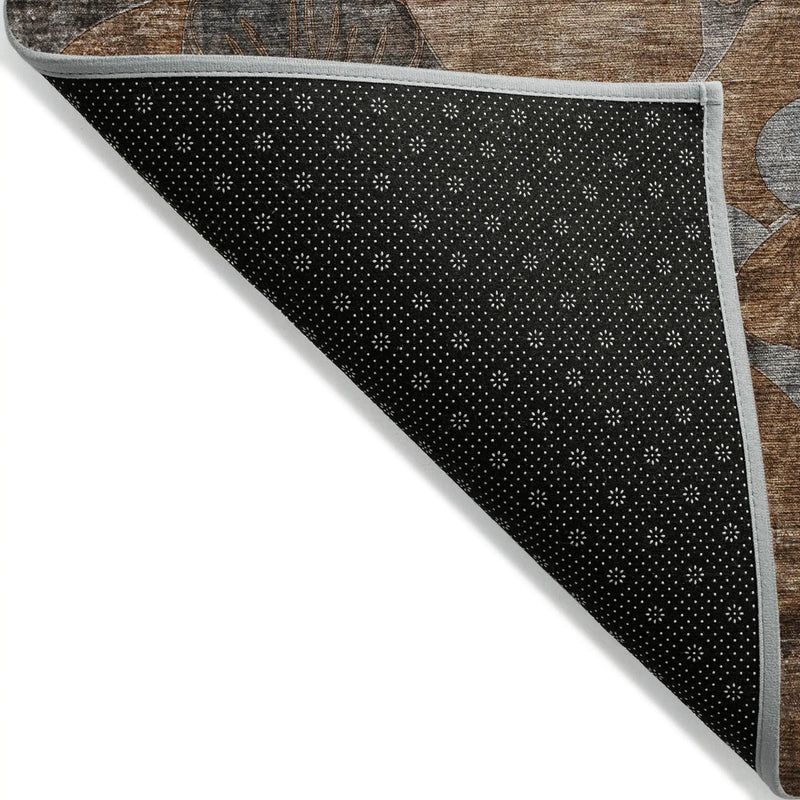 10' X 14' Chocolate Terracotta and Ivory Abstract Washable Indoor Outdoor Area Rug - GreatEagleInc