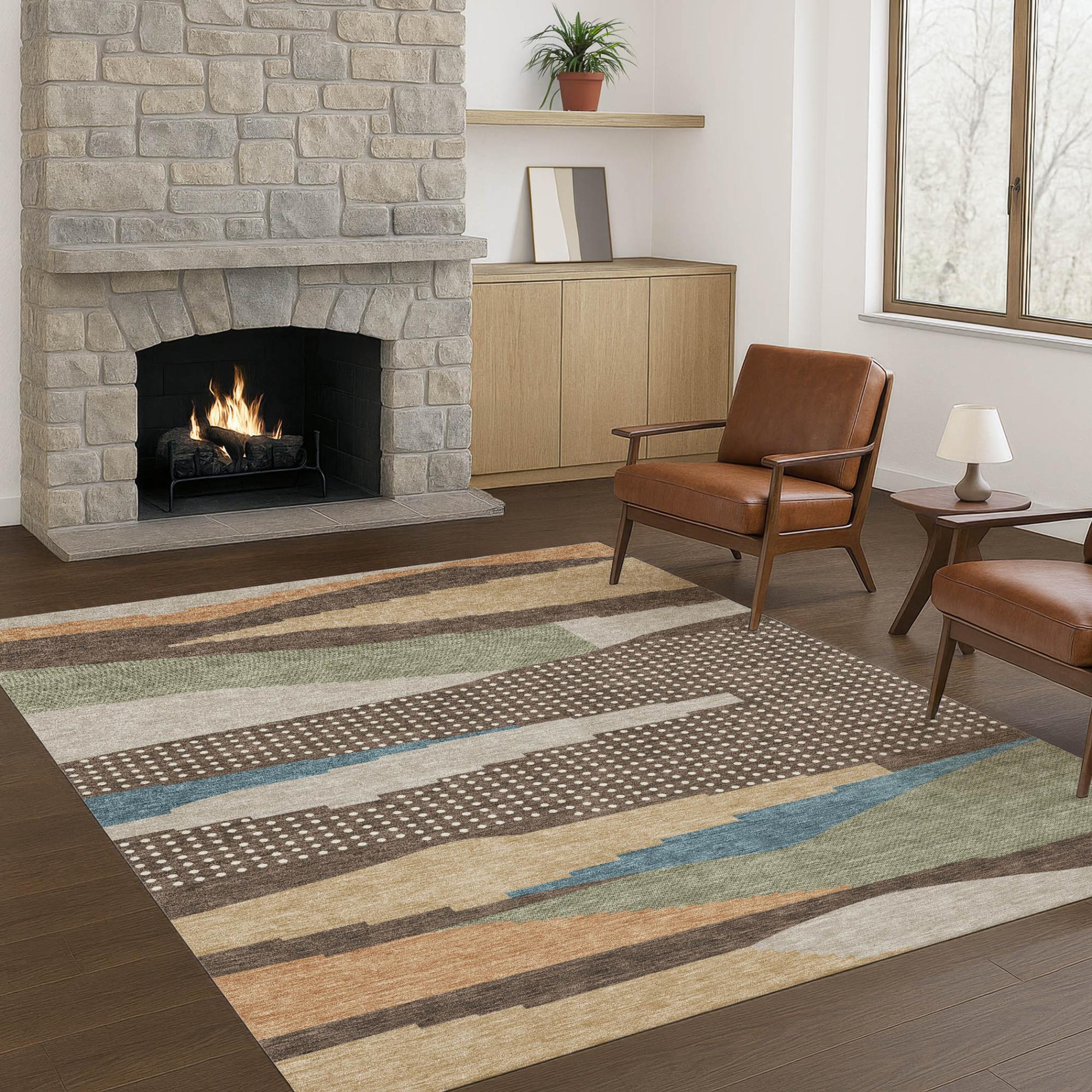 10' X 14' Coffee And Brown Abstract Washable Indoor Outdoor Area Rug Homeroots Outdoor
