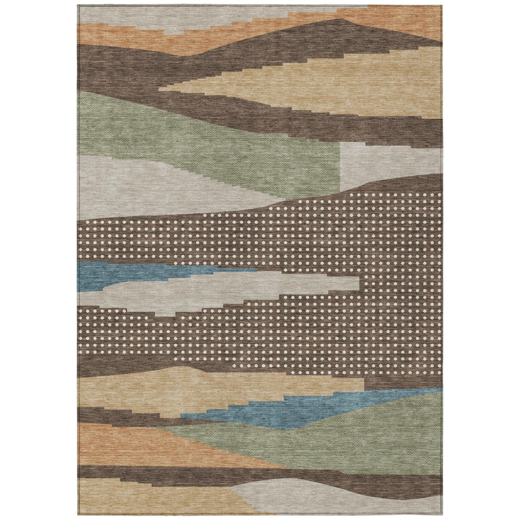 10' X 14' Coffee And Brown Abstract Washable Indoor Outdoor Area Rug Homeroots Outdoor