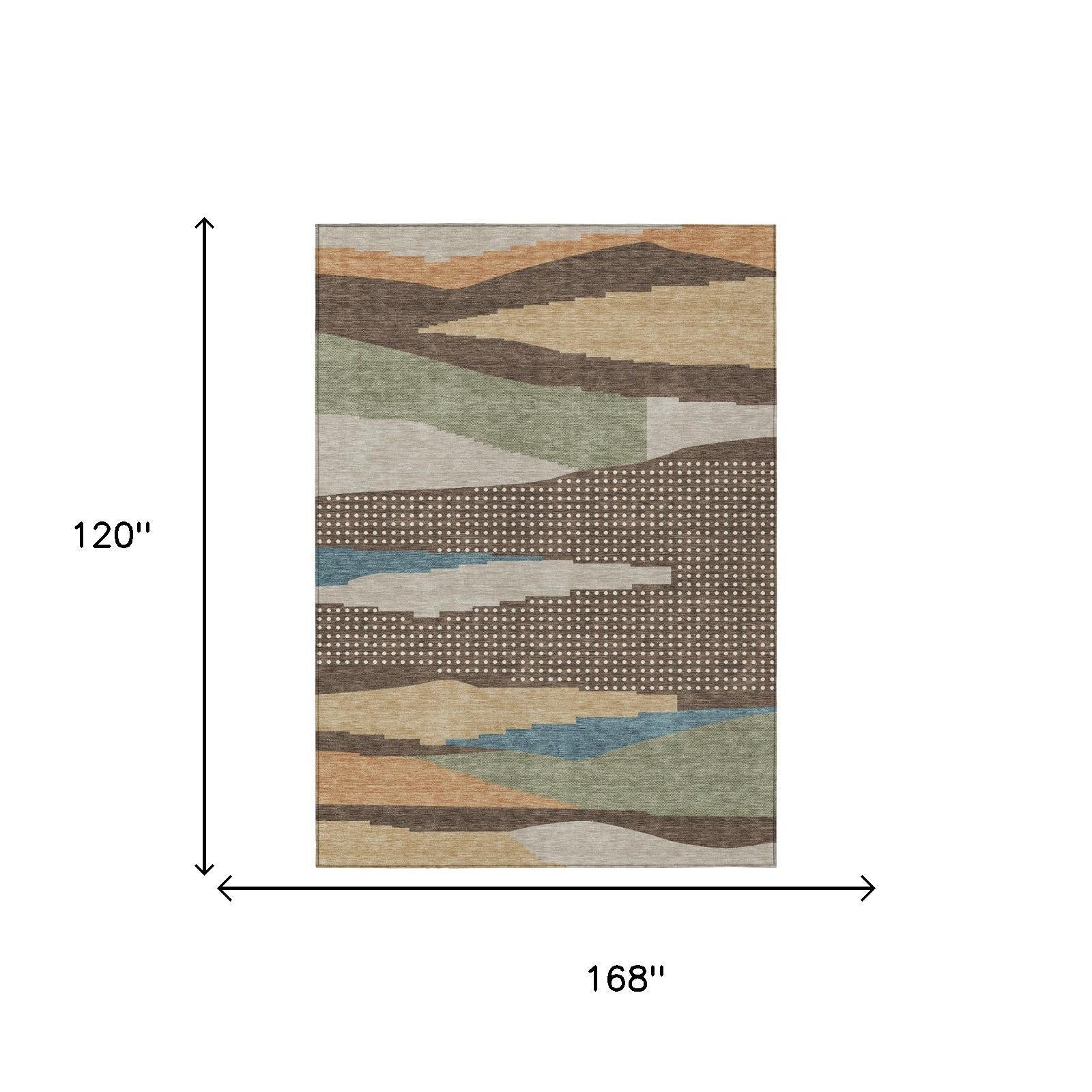 10' X 14' Coffee And Brown Abstract Washable Indoor Outdoor Area Rug Homeroots Outdoor