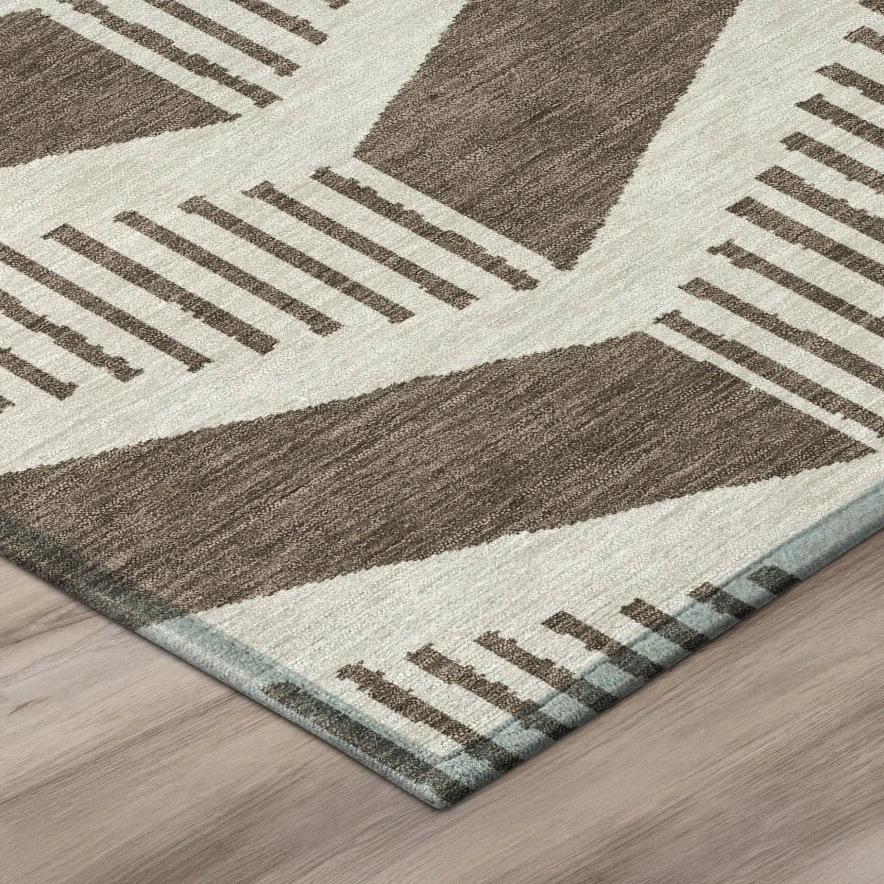 10' X 14' Coffee And Brown Geometric Washable Indoor Outdoor Area Rug Homeroots Outdoor