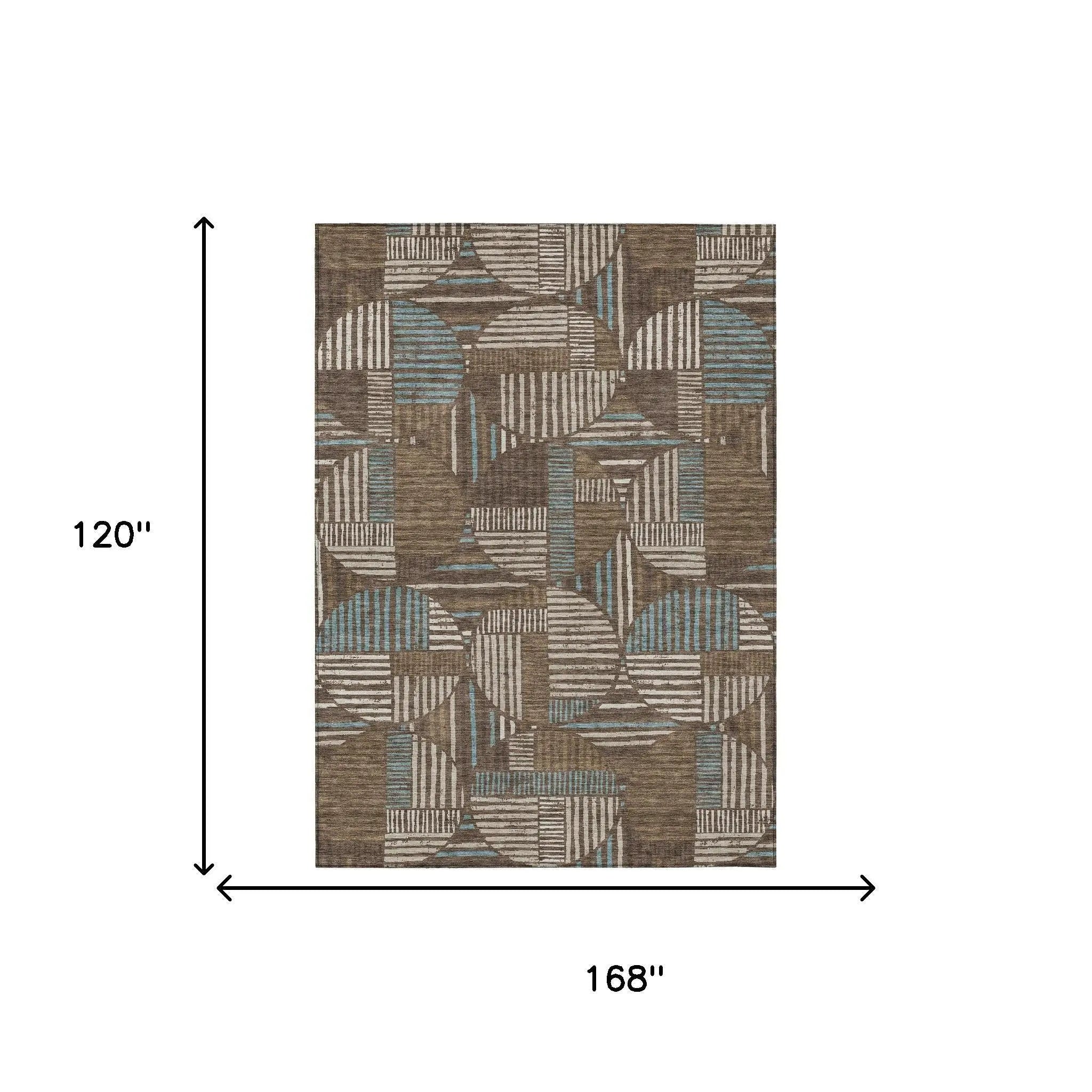 10' X 14' Coffee And Graphite Geometric Washable Indoor Outdoor Area Rug Homeroots Outdoor