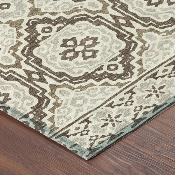 10' X 14' Coffee And Gray Tribal Washable Indoor Outdoor Area Rug Homeroots Outdoor