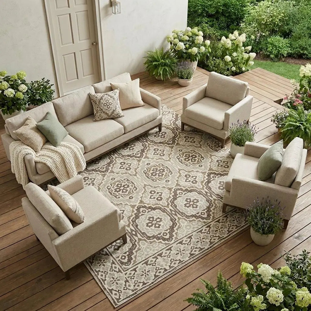 10' X 14' Coffee And Gray Tribal Washable Indoor Outdoor Area Rug Homeroots Outdoor