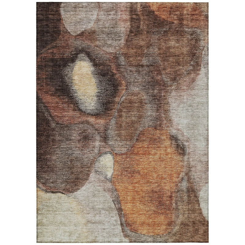 10' X 14' Coffee Copper And Beige Abstract Washable Indoor Outdoor Area Rug Homeroots Outdoor
