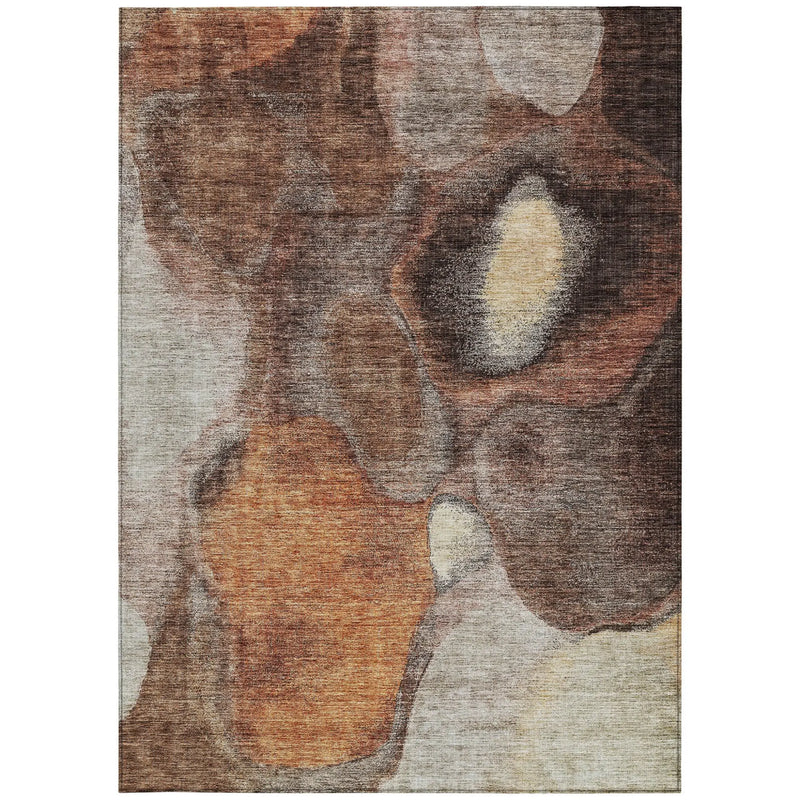 10' X 14' Coffee Copper And Beige Abstract Washable Indoor Outdoor Area Rug Homeroots Outdoor