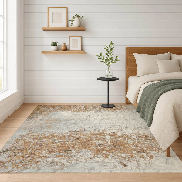 10' X 14' Copper And Beige Abstract Washable Indoor Outdoor Area Rug Homeroots Outdoor